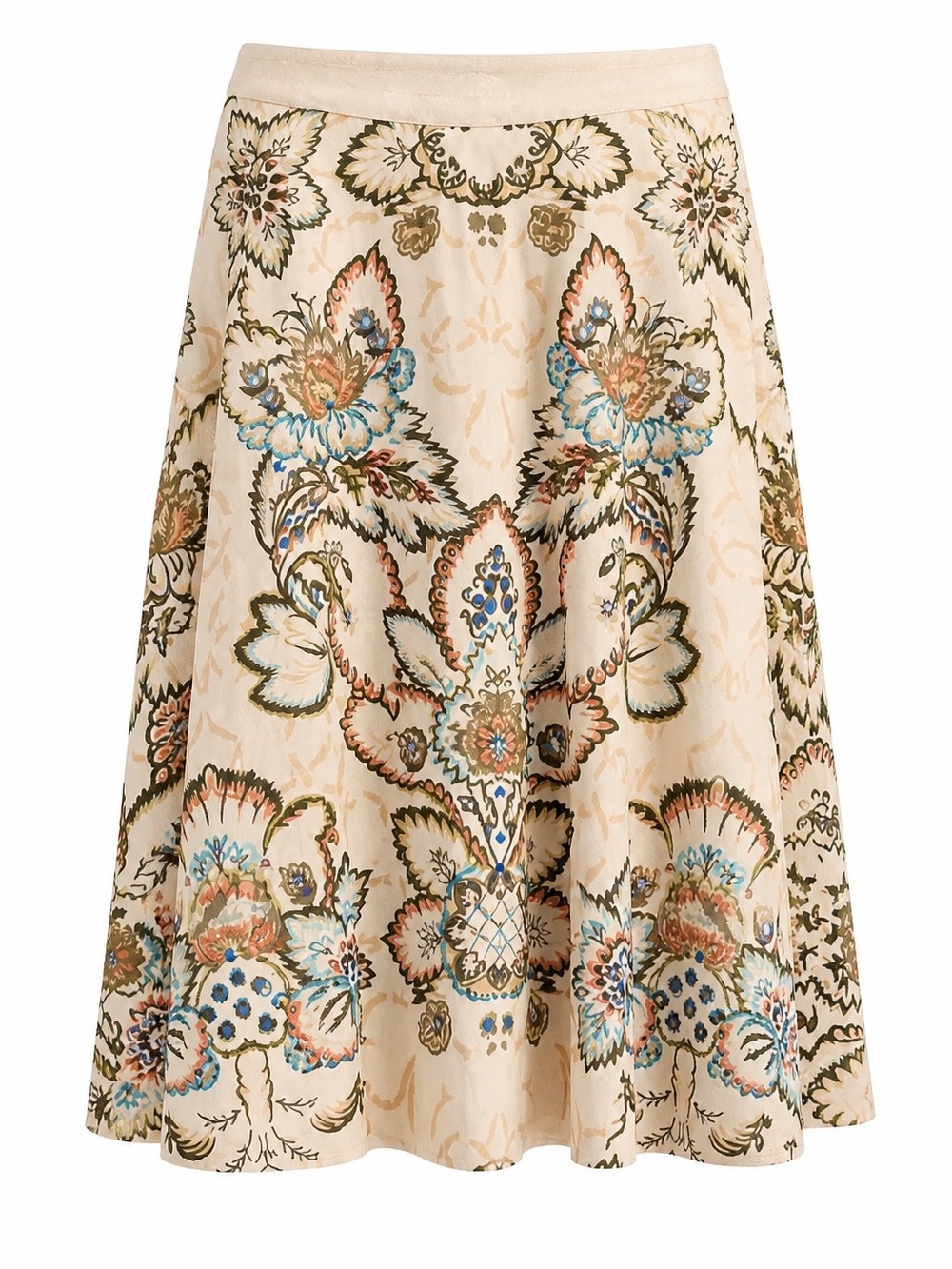i.e. Cream Floral Boho Floral Midi Skirt with Beading.‎ Sz 12P